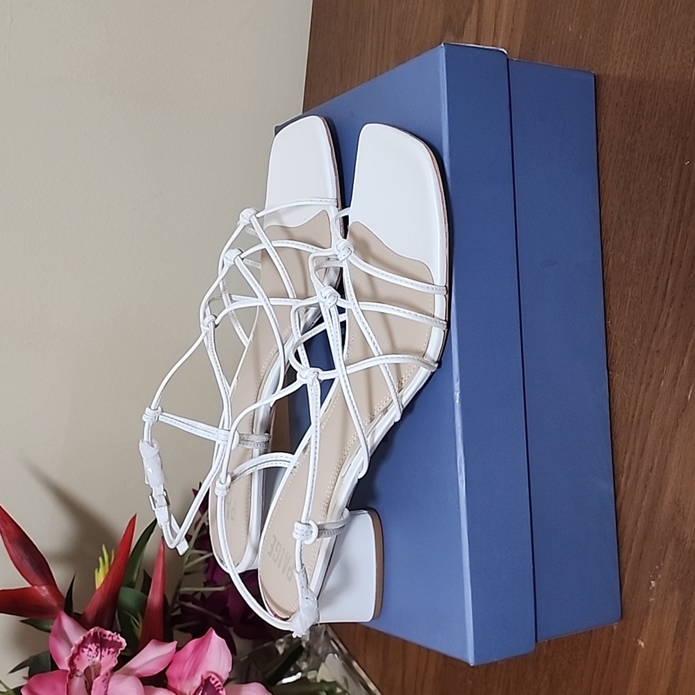 NTW, NIB Paige Gianna strap-embellished leather heeled sandals, Size 11